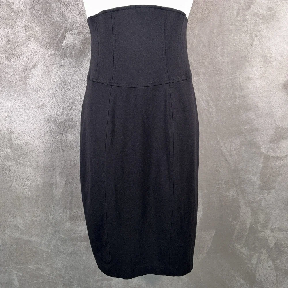 CACHE Dress Womens Size 6 White Black Colorblock‎ Ruffle Sheath Cocktail